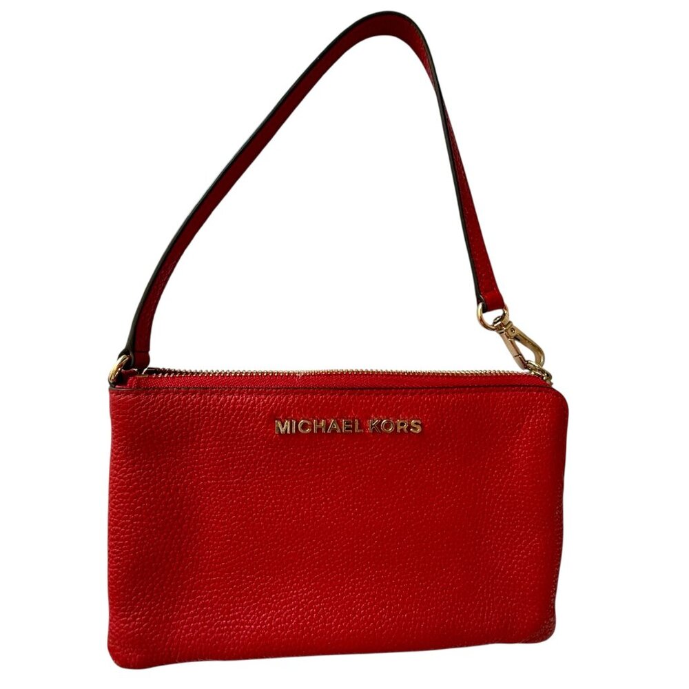 Michael Kors Red Leather Wristlet Pouch